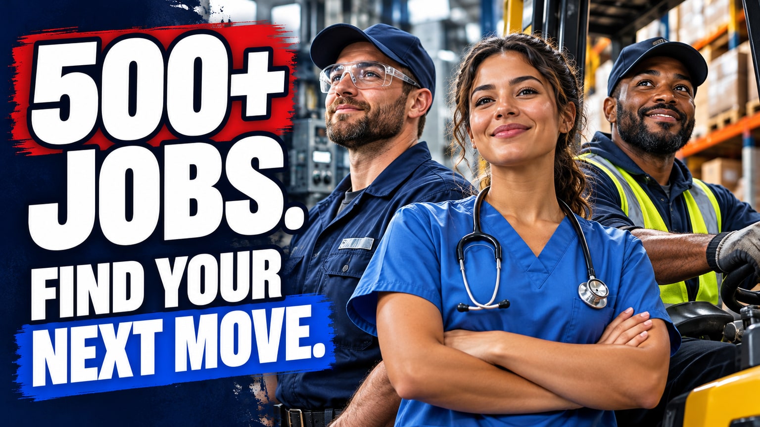 500+ jobs. Find your next move. Illustrative career image.